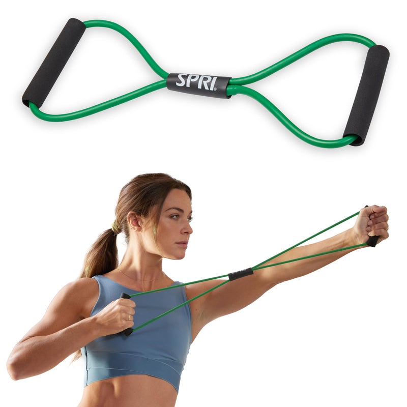 SPRI Ultra Toner Resistance Band Figure 8 Exercise Cord, Green, Light - Image 1